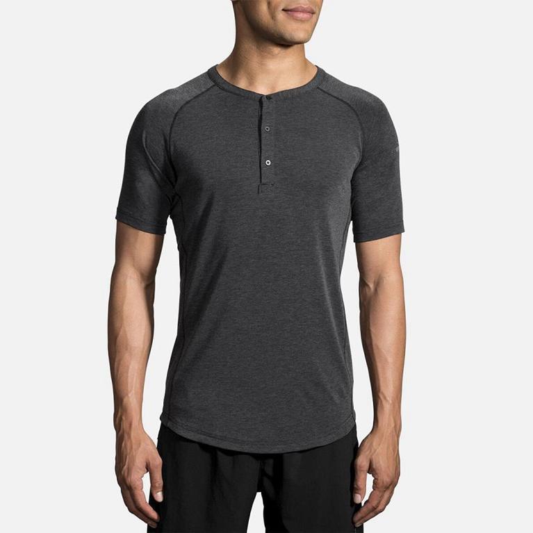 Brooks Cadence Men's Short Sleeve Running Shirt - Grey (57309-GKHE)